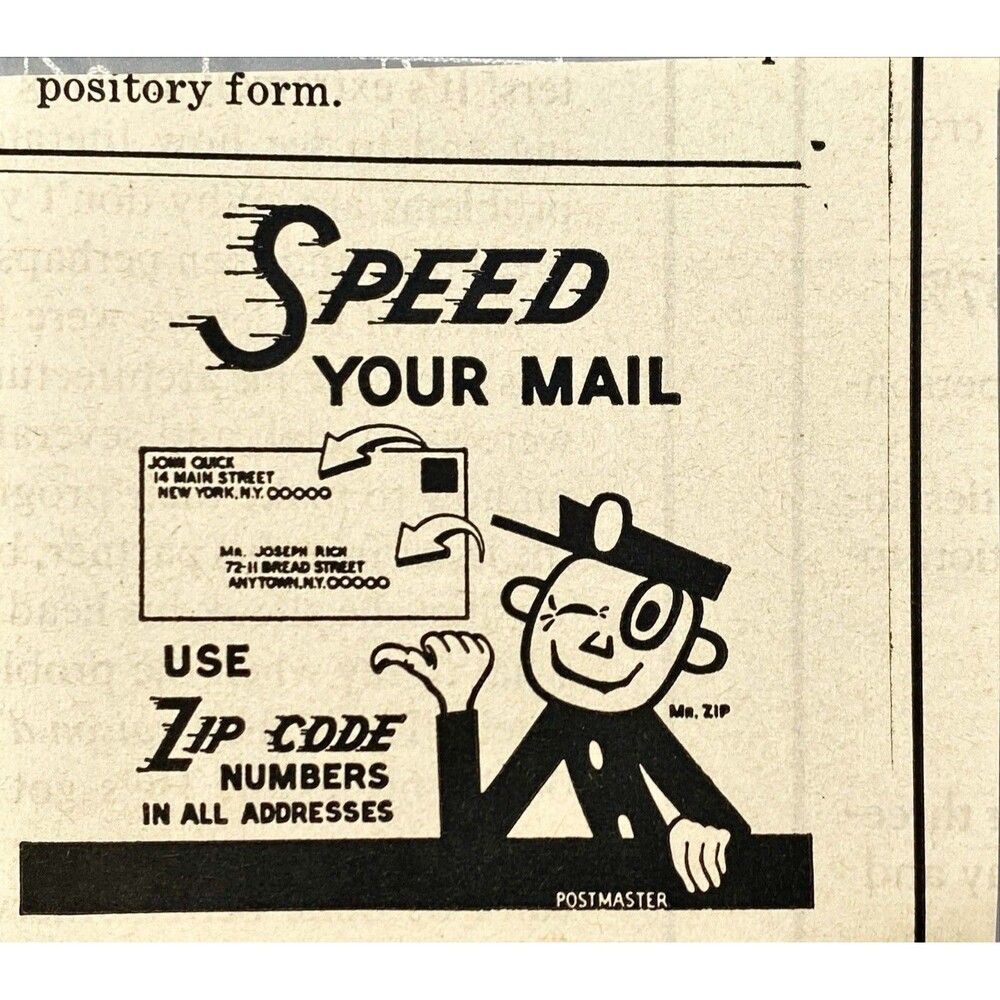 USPS "Speed Your Mail-Use ZIP CODE numbers" Vintage Print Ad 1971